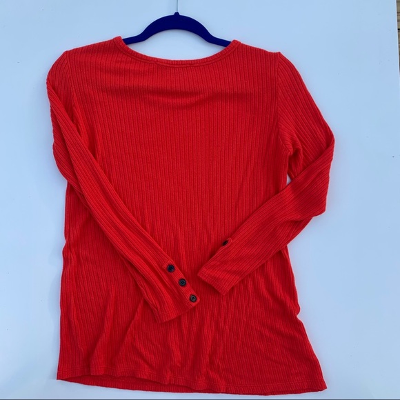 LOFT Ribbed Button Cuff Long Sleeved Top - Picture 7 of 8
